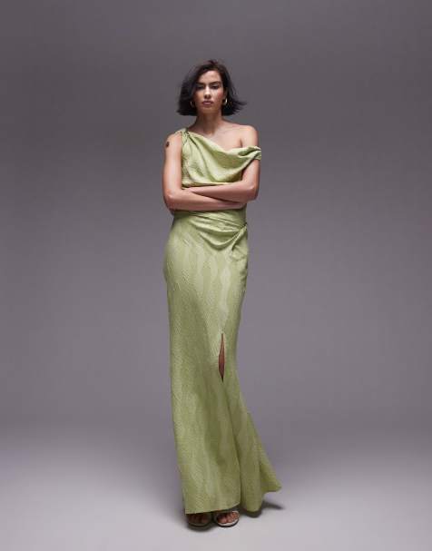 Topshop co-ord jacquard twist maxi skirt in pistachio - view 1