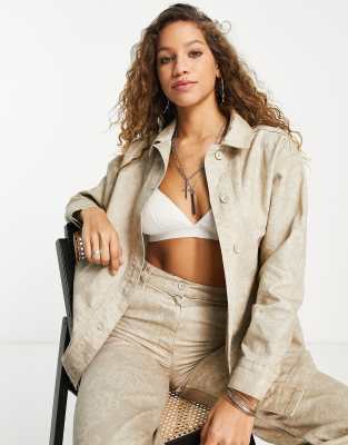 Topshop co-ord lightweight subtle floral print jacket in ecru - ASOS Price Checker