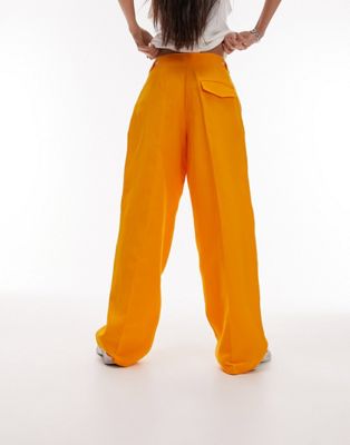 Topshop co-ord linen blend trousers in mango