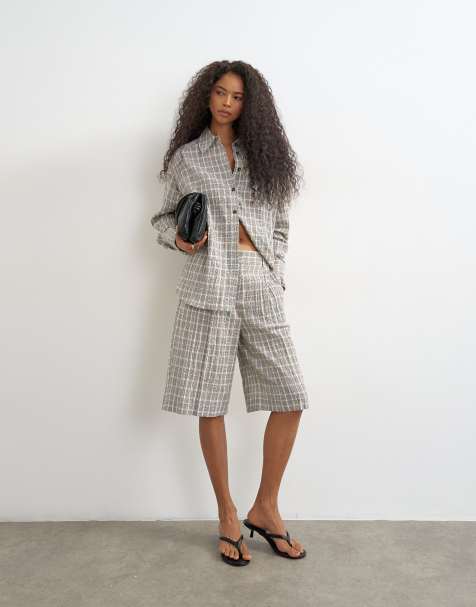 Topshop co ord longline bermuda short in mono check - view 1