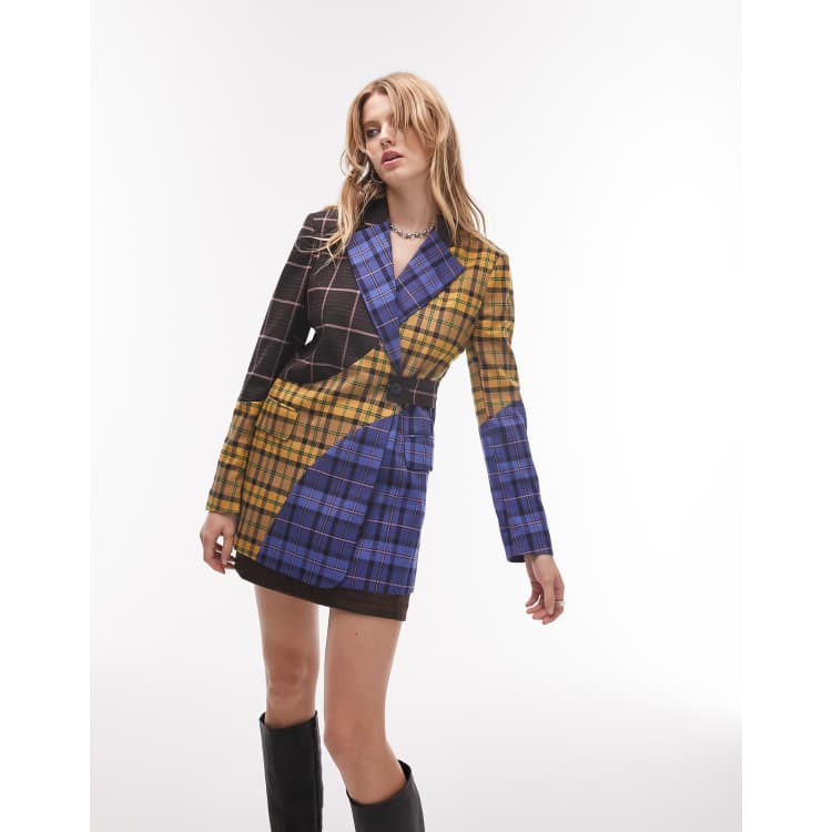 Mixed tartan 2025 jacket topshop