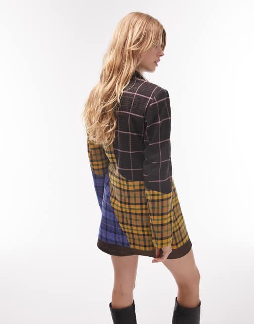 Mixed tartan 2025 jacket topshop