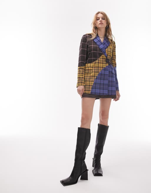 Mixed tartan 2025 jacket topshop