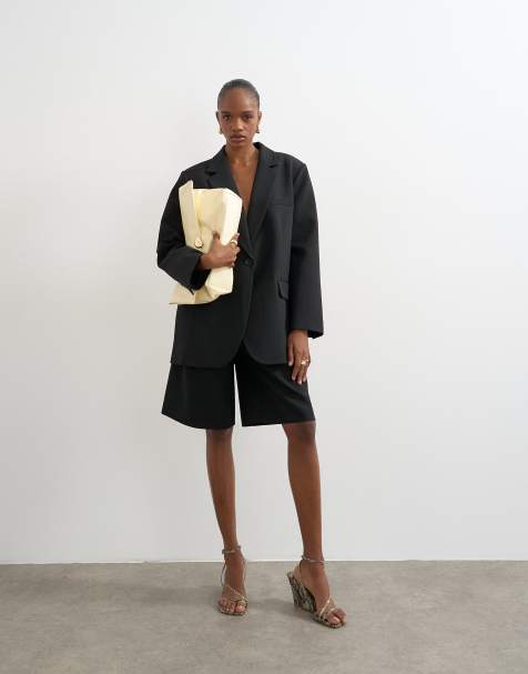 Topshop co ord longline short in black - view 1