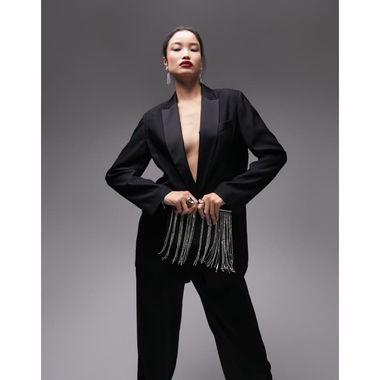 Topshop co ord lux oversized tuxedo blazer in black