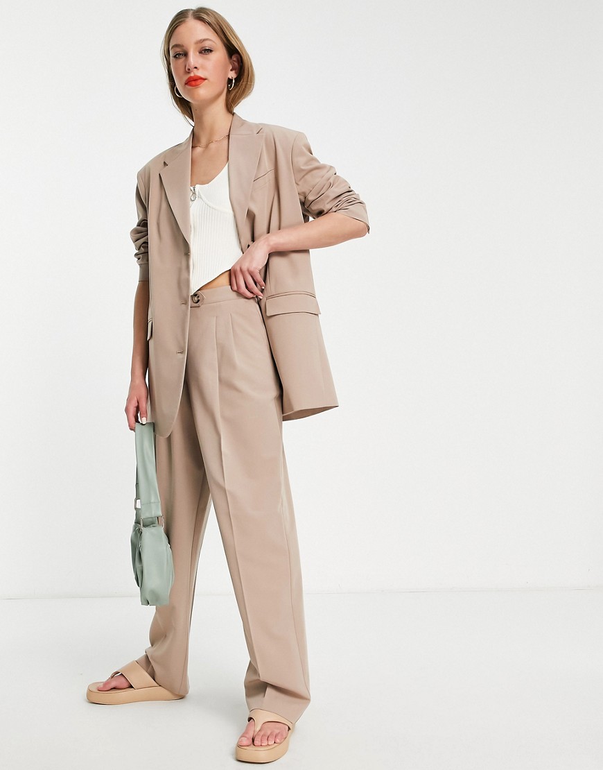 Topshop co-ord mensy peg tailored trouser in taupe-Brown