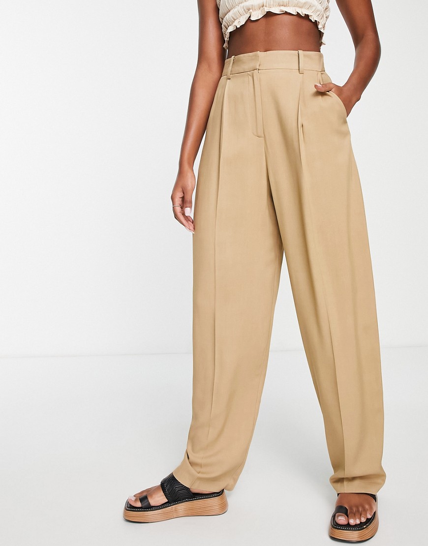 Topshop co-ord mensy peg trouser in sand-Neutral
