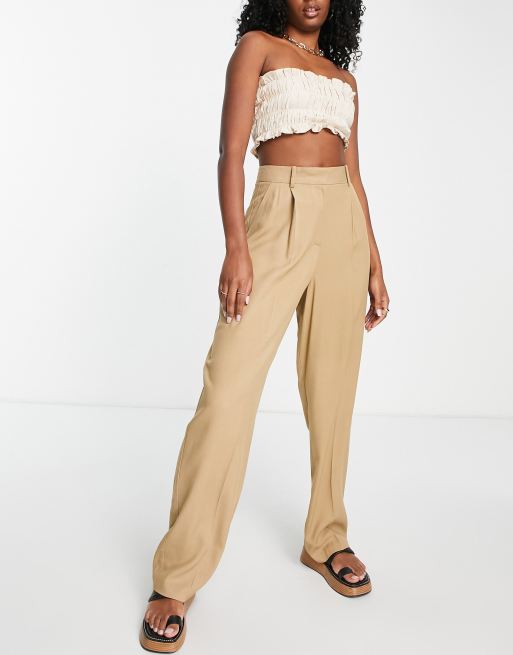 Topshop co-ord mensy peg trouser in sand, 3 of 4