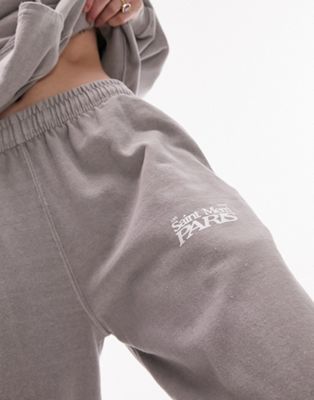 Topshop co-ord merrie printed vintage wash oversized cuffed jogger in grey - ASOS Price Checker