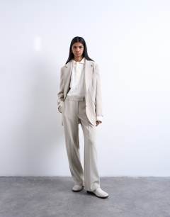 Co ord mid rise clean straight trouser in stone