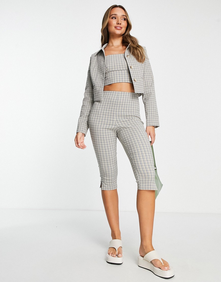 Topshop co-ord mini cropped jacket in multi check