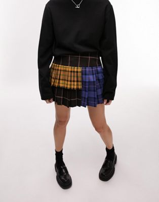 Topshop mini pleated skirt in check mix (part of a set)  - ASOS Price Checker