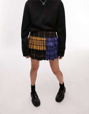 Topshop mini pleated skirt in check mix (part of a set)  - ASOS Price Checker