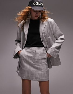 Topshop co-ord mini skirt in light grey  - ASOS Price Checker