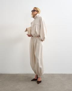 Co ord modal balloon trouser in ivory stripe