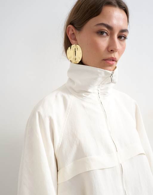 Topshop co ord modal jacket in ecru, 3 of 4