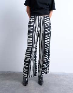 Model wearing Co ord mono bold stripe satin trouser