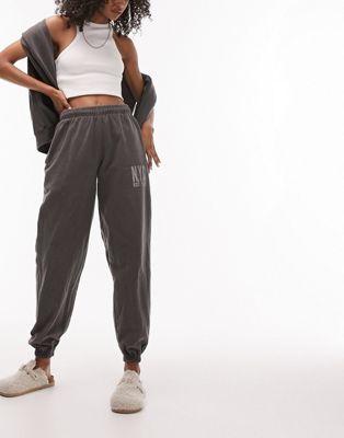 Tall Washed Charcoal High Waisted Flared Joggers
