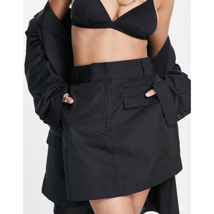 Topshop co-ord nylon mini skirt in black | ASOS