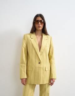 Co ord occasion stripe blazer in yellow