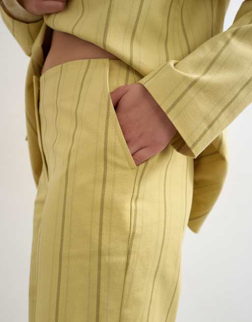 Topshop co ord occasion stripe clean front trouser in yellow, 5 of 5