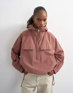 Co-ord over the head nylon bomber in pink