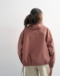 Model wearing Co-ord over the head nylon bomber in pink