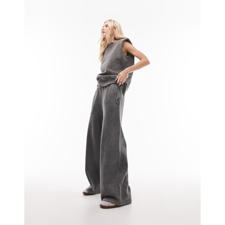 Topshop co ord oversized 80 s premium acid wash jogger in washed charcoal ASOS
