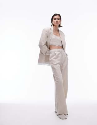 Topshop co ord oversized linen suit with exposed stripe linng in ecru |