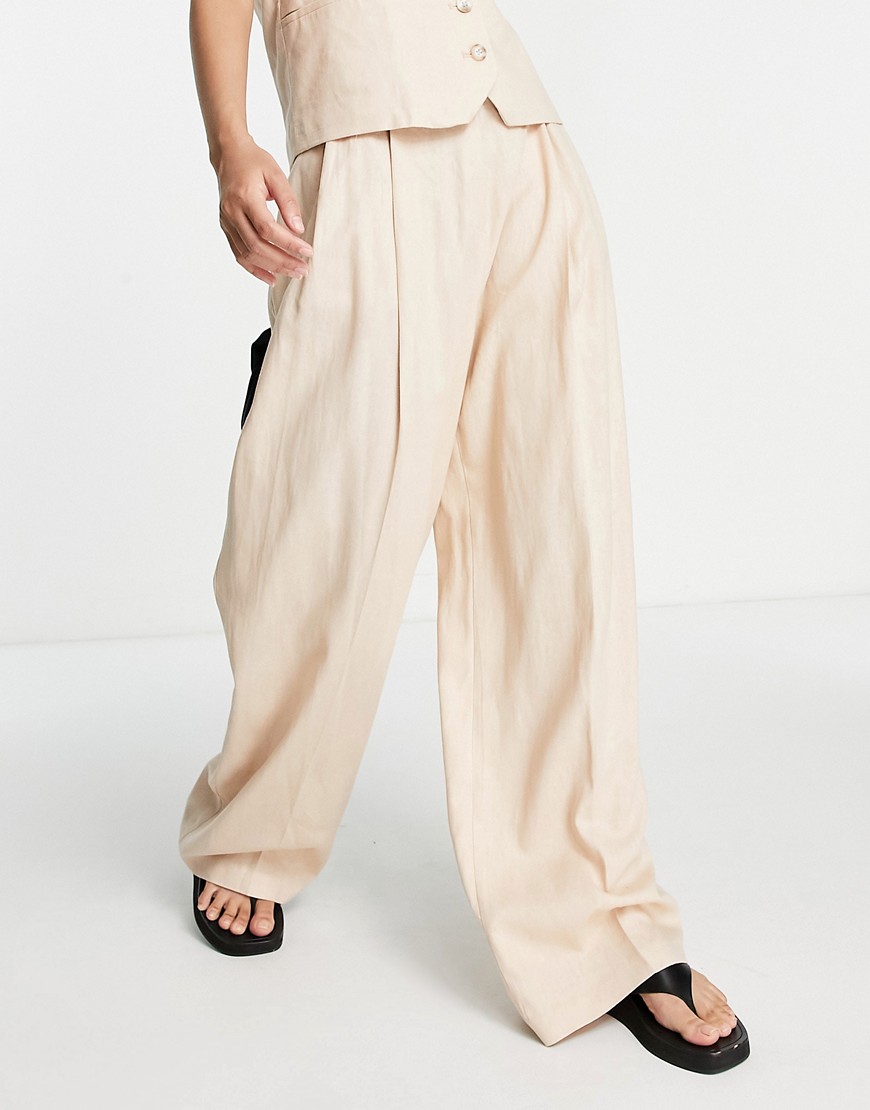 Topshop co-ord oversized mensy trouser in pale pink