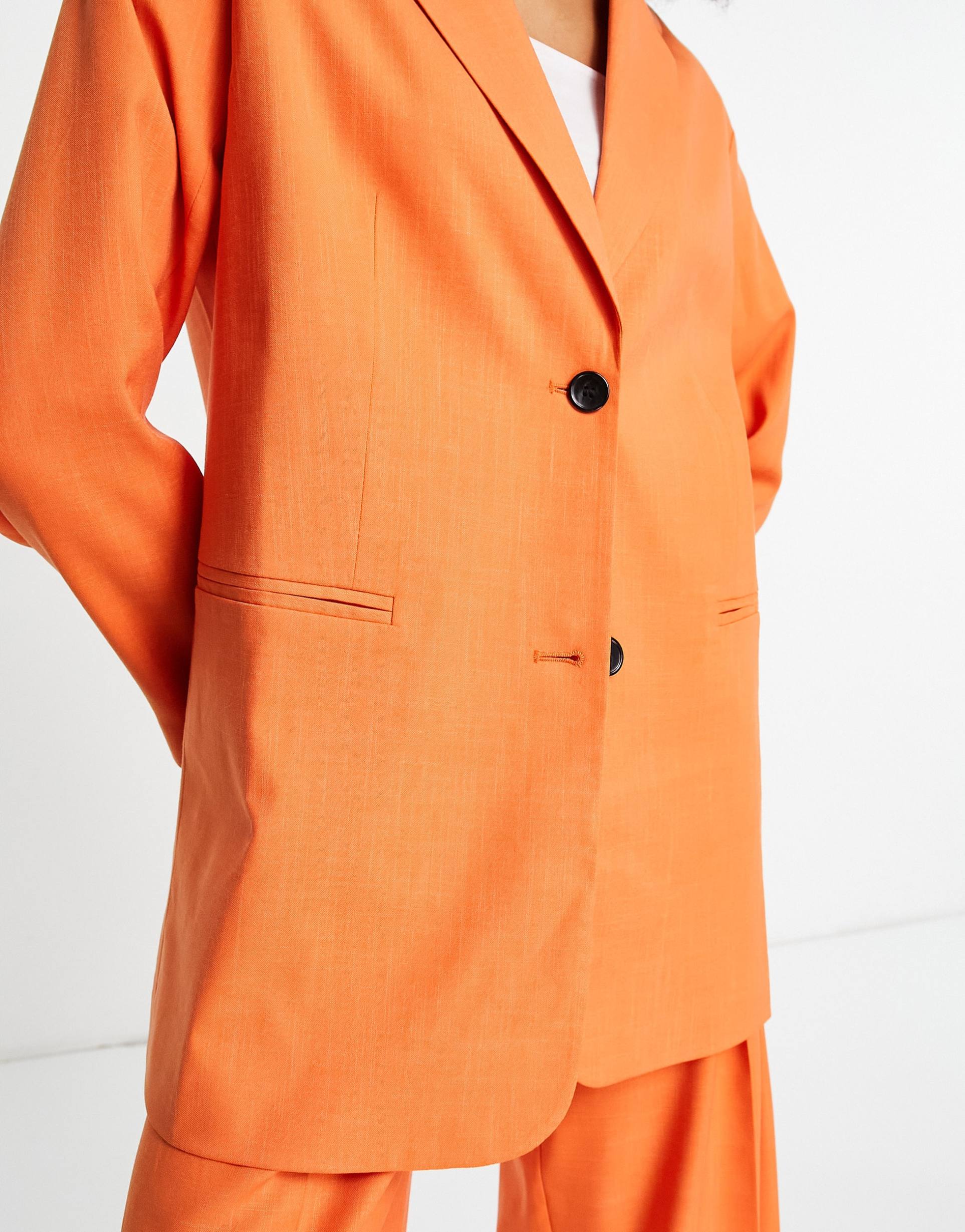 Topshop co-ord oversized single breasted blazer in orange view 4