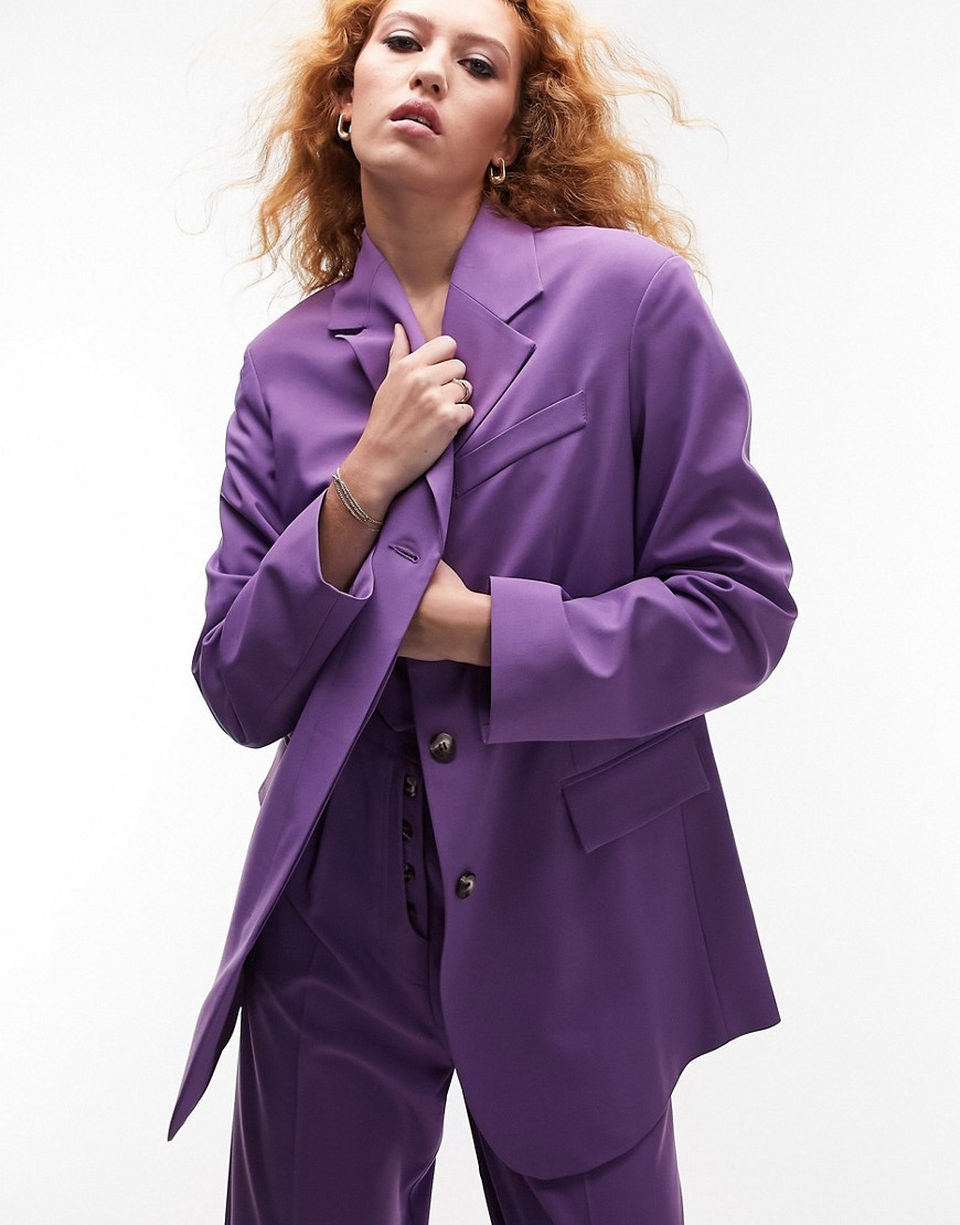 Topshop co-ord oversized single breasted blazer in purple