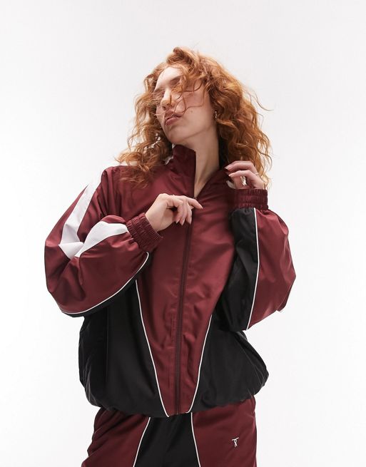 Topshop oversized bomber jacket in red