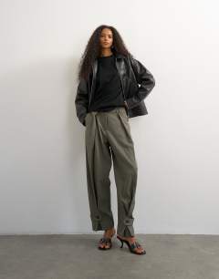 Co ord ovoid tab hem tailored trouser in stone