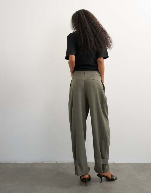 Topshop co ord ovoid tab hem tailored trouser in stone, 5 of 5
