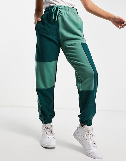 Topshop co-ord patchwork jogger in green
