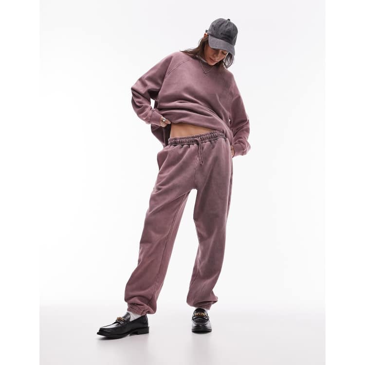 Topshop co ord premium acid wash cuffed jogger in pink ASOS