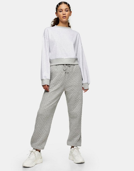 Topshop co-ord quilted jogger in grey