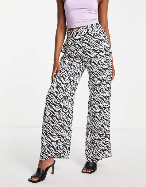 Topshop co-ord satin wide leg in animal print - view 1