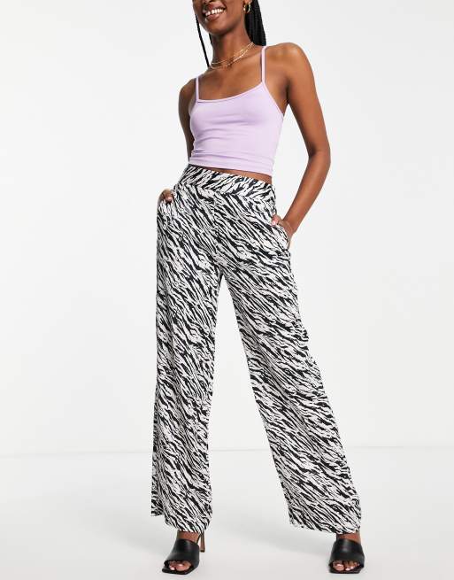 Leopard print satin 2025 wide leg trousers