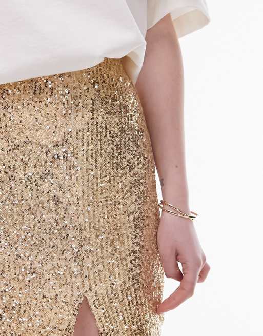 Gold sequin 2025 skirt topshop