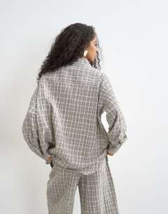 Model wearing Co ord shirt in mono check