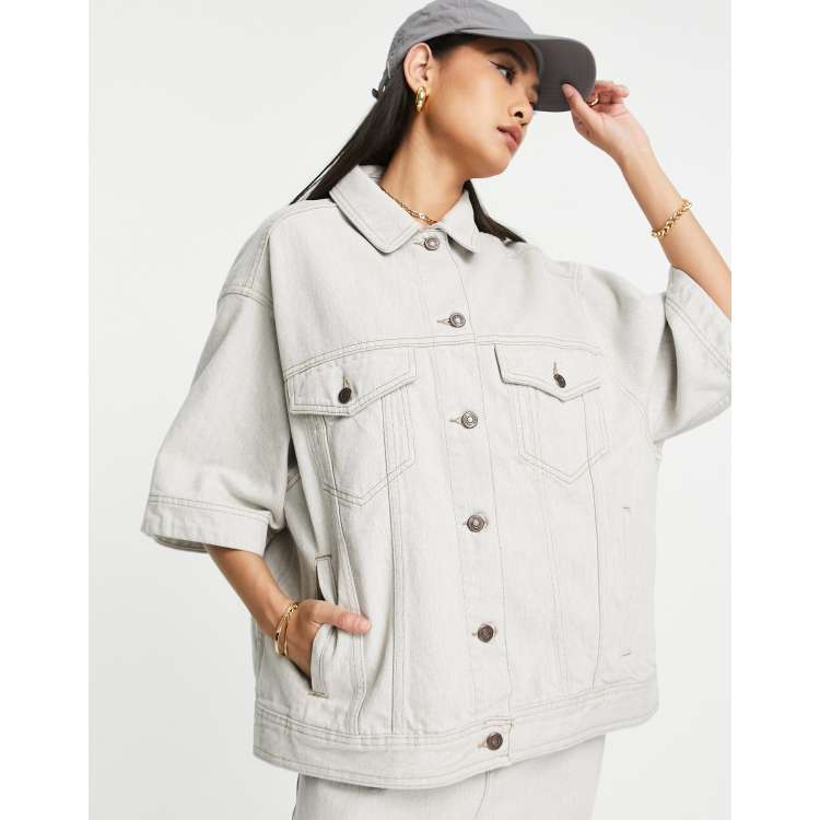 Cropped white store denim jacket topshop