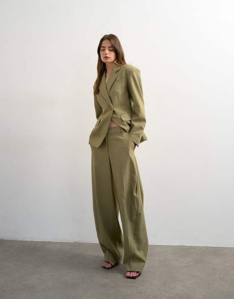 Topshop co ord  side pleat ovoid trouser in taupe - view 1