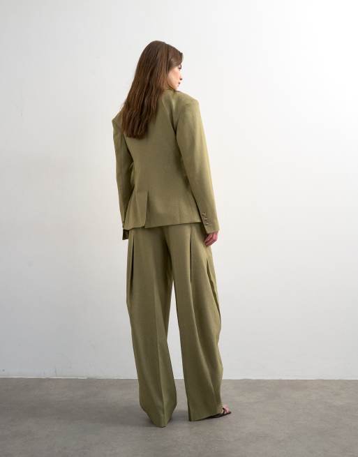 Topshop co ord  side pleat ovoid trouser in taupe, 3 of 5