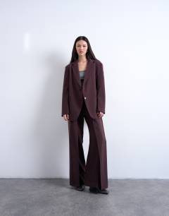Co ord slouchy chuck on blazer in plum chocolate