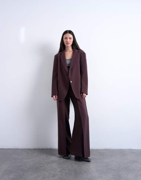 Topshop co ord slouchy chuck on blazer in plum chocolate