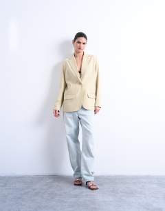 Model wearing Co ord slouchy chuck on blazer in stone