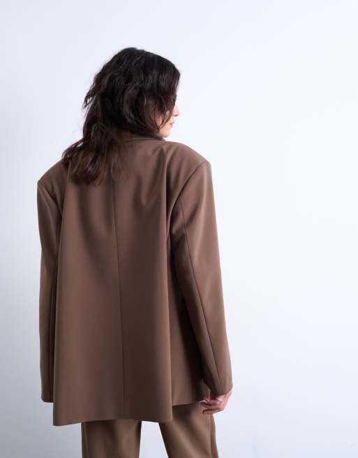 Topshop co ord slouchy chuck on blazer in taupe, 4 of 4