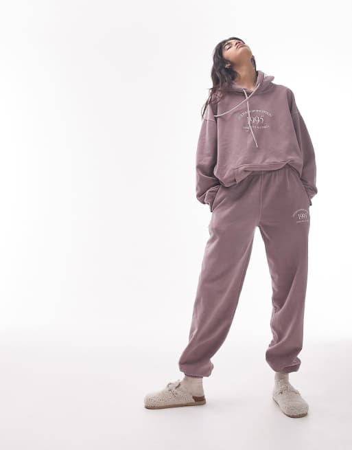 Topshop co ord stockholm embroidered vintage wash oversized cuffed